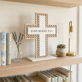 Acrylic and Wood Simple "God Bless You" Cross