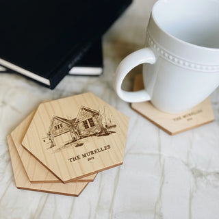 Personalized House Image Coaster [Set of 4]