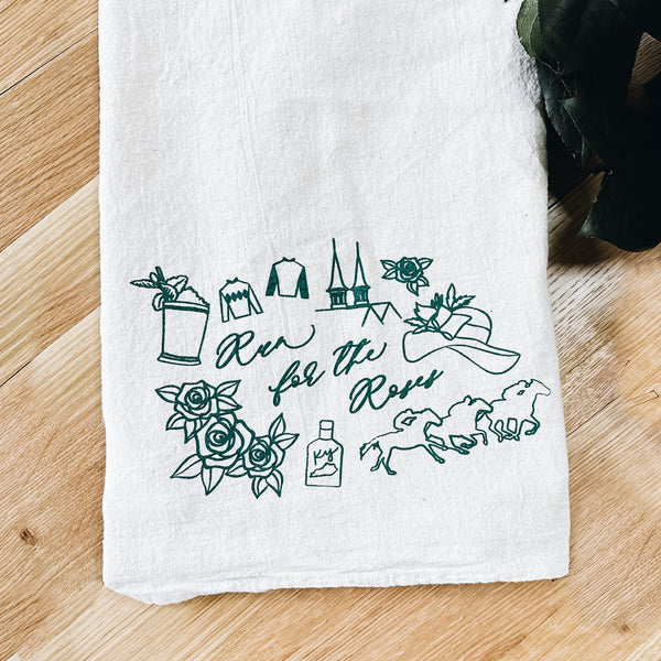 Run for the Roses Natural Flour Sack Kitchen Towel