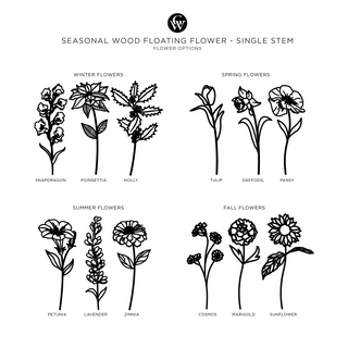 seasonal wood floating flower - single stem flower options