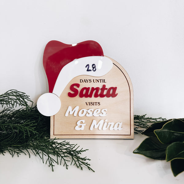 Personalized Santa Hat Countdown Sign