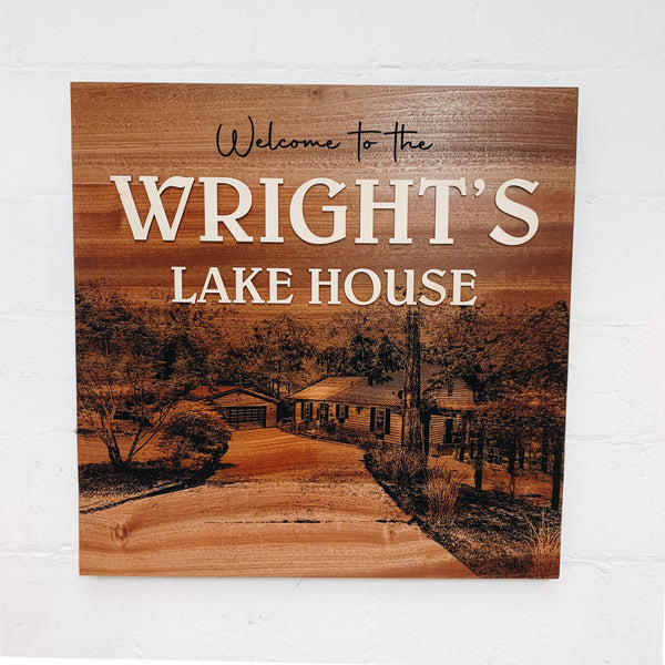 Personalized Image House Hard Wood Sign