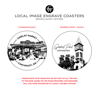 local image engrave coaster design layout options