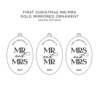first christmas gold mirrored ornament design options