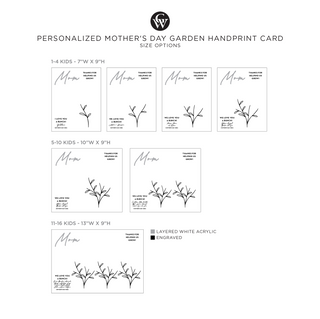 personalized mother's day garden handprint card size options