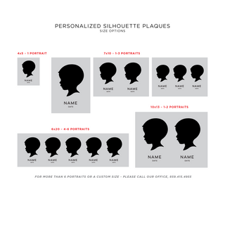 personalized silhouette plaque size options
