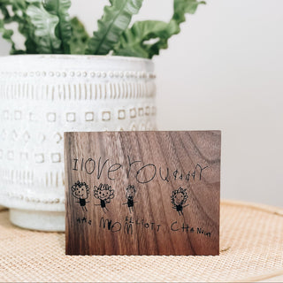 chldrens art plaque engraved solid walnut