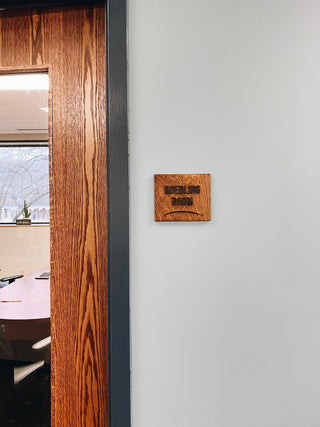 custom wayfinding sign wood square with raised lettering