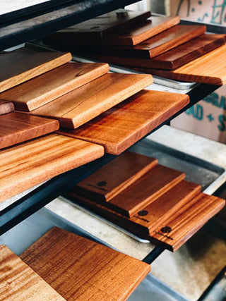 rack of cutting boards 