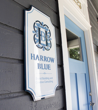 blue layered acrylic sign