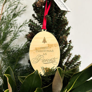 first christmas as parents gold mirrored acrylic ornament