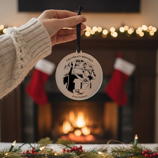 personalized frosted acrylic image ornament with black paint fill