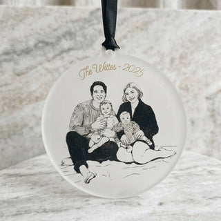 frosted acrylic image ornament with gold fill lettering