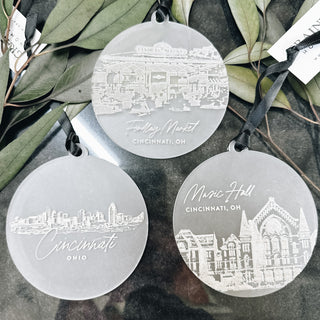 local image engrave frosted acrylic ornaments with white paint fill