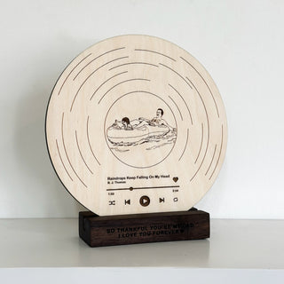 personalized birch wood song + image vinyl record