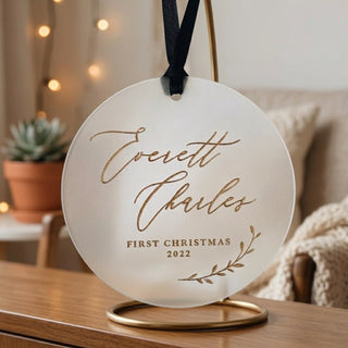 personalized first christmas frosted acrylic ornament