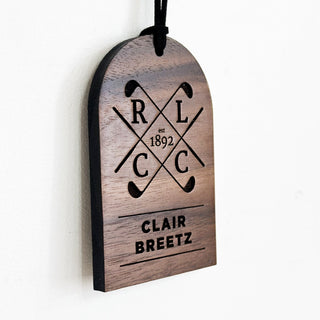 walnut personalized golf bag tag