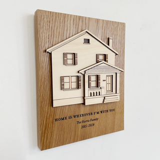 personalized layered house oak hard wood sign