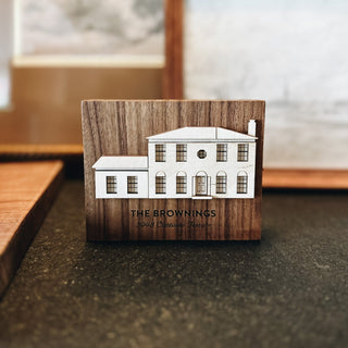 personalized layered hard wood house sign walnut 4x5