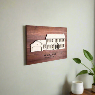personalized layered house walnut hard wood sign