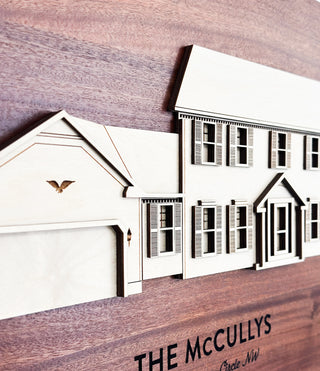 personalized layered house walnut hard wood sign close up