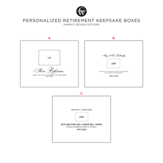 personalized retirement keepsake box sample design options