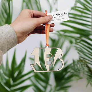 bengals football birch wood ornament
