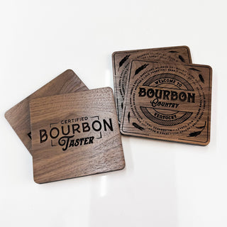 various walnut bourbon coasters