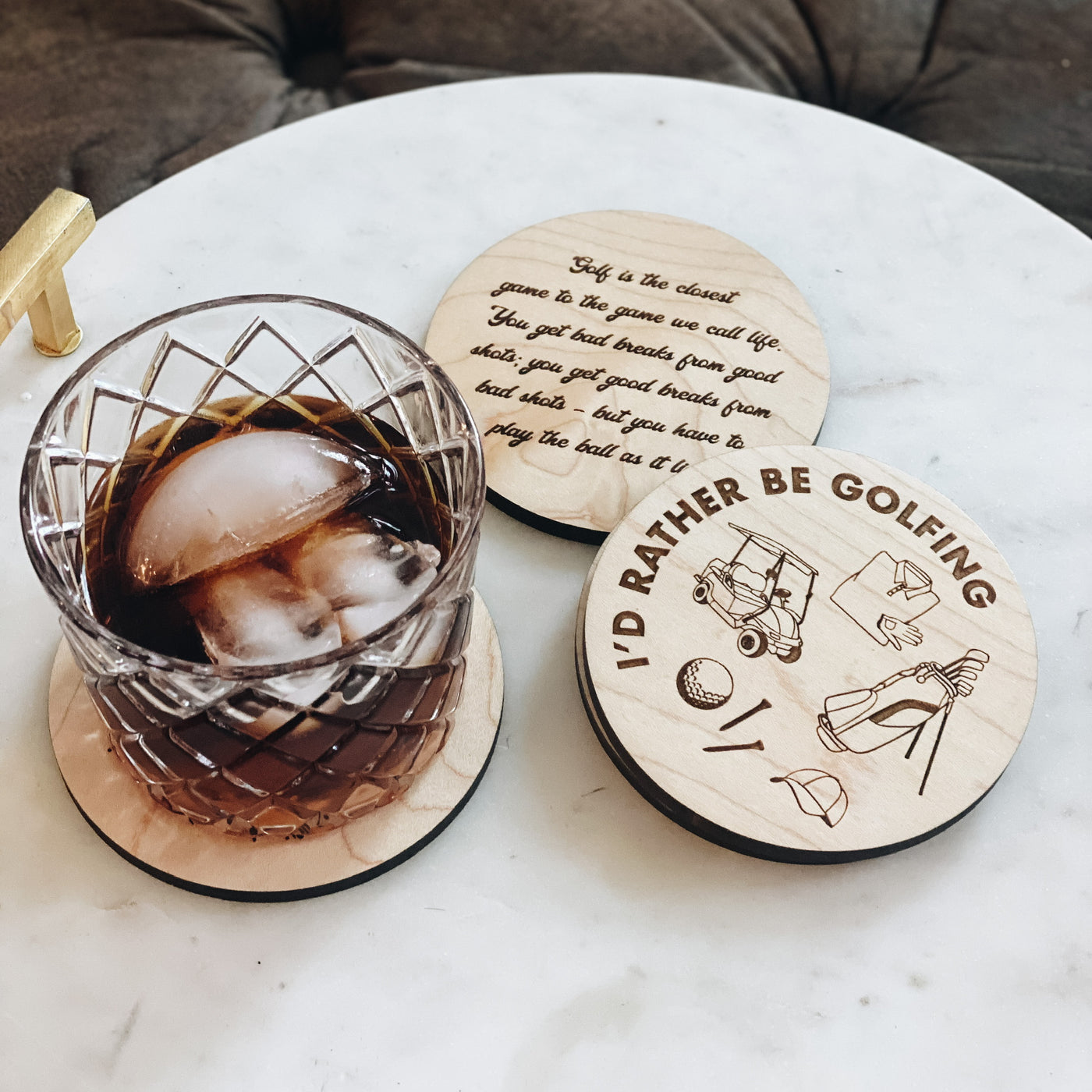 I'd Rather Be Golfing Coasters + Golf Quote Coasters