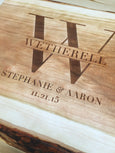 Personalized Light Wood Live Edge Cutting Board