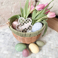 Personalized Flower Wood + Rattan Basket Tag