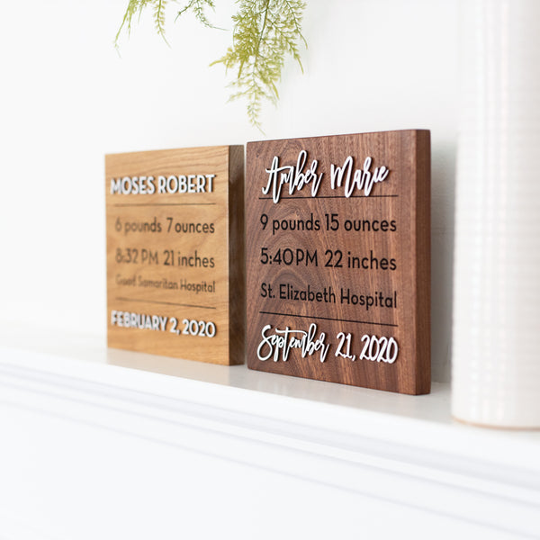 Personalized Baby Stats Square Plaque