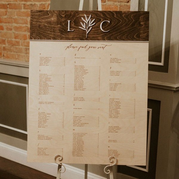 Wedding Wooden Seating Chart with Top Finish