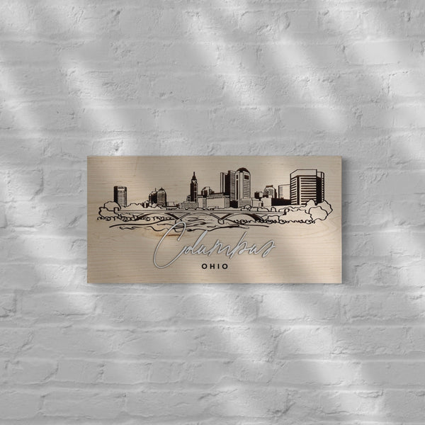 Hard Wood Illustrative Skyline with City Layered