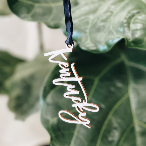State Floating Script Ornament/Gift Tag