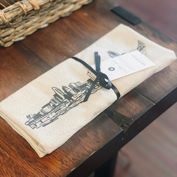 Illustrative Skyline Natural Flour Sack Kitchen Towel