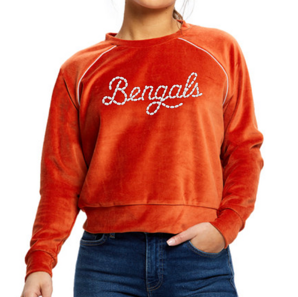Bengals Velour Cropped Long Sleeve Shirt