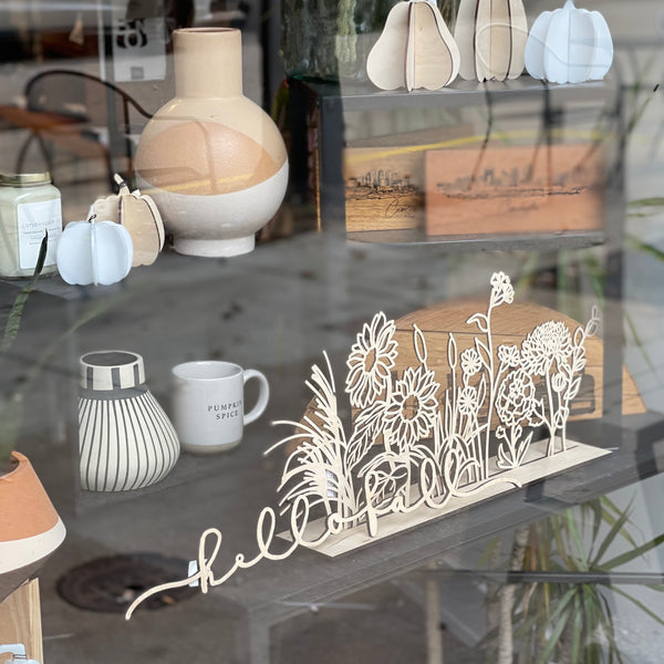 Seasonal Wood Flower Table Scape