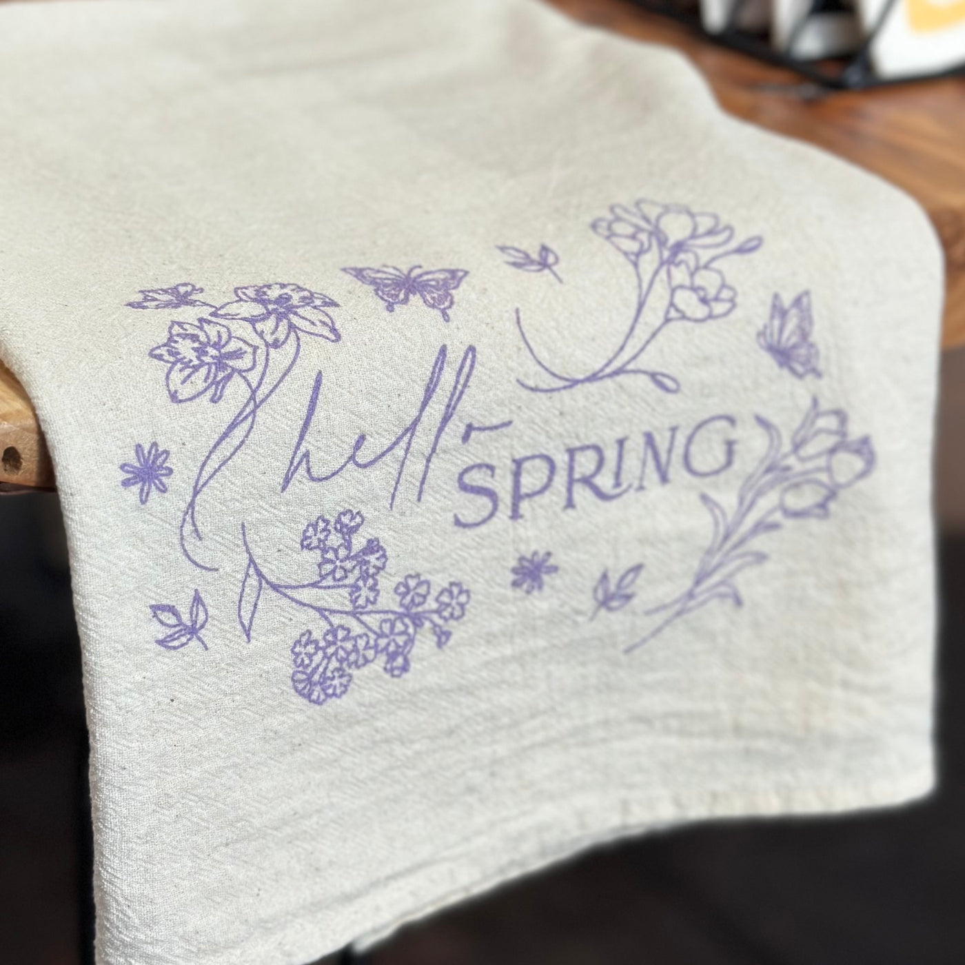 Hello Spring Natural Flour Sack Kitchen Towel