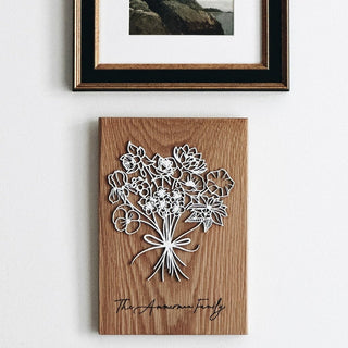 personalized floral birth month plaque