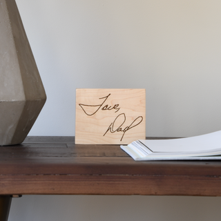 personalized handwritten hard wood sign love, dad on maple wood