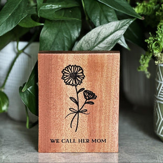 4 x 5 engraved sapele personalized floral birth month plaque
