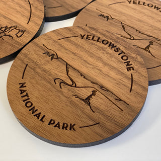 yellowstone national park walnut coasters